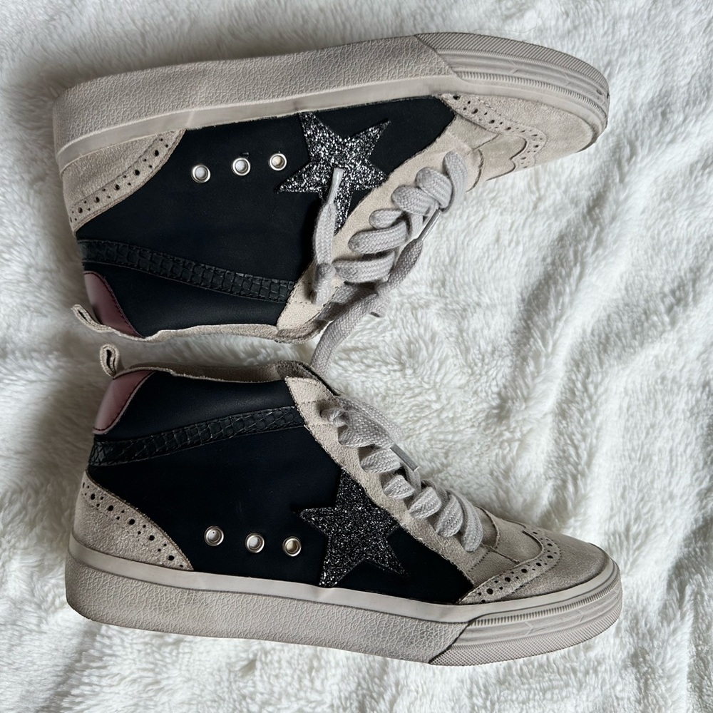 ShuShop Black and Glitter Star High-Tops